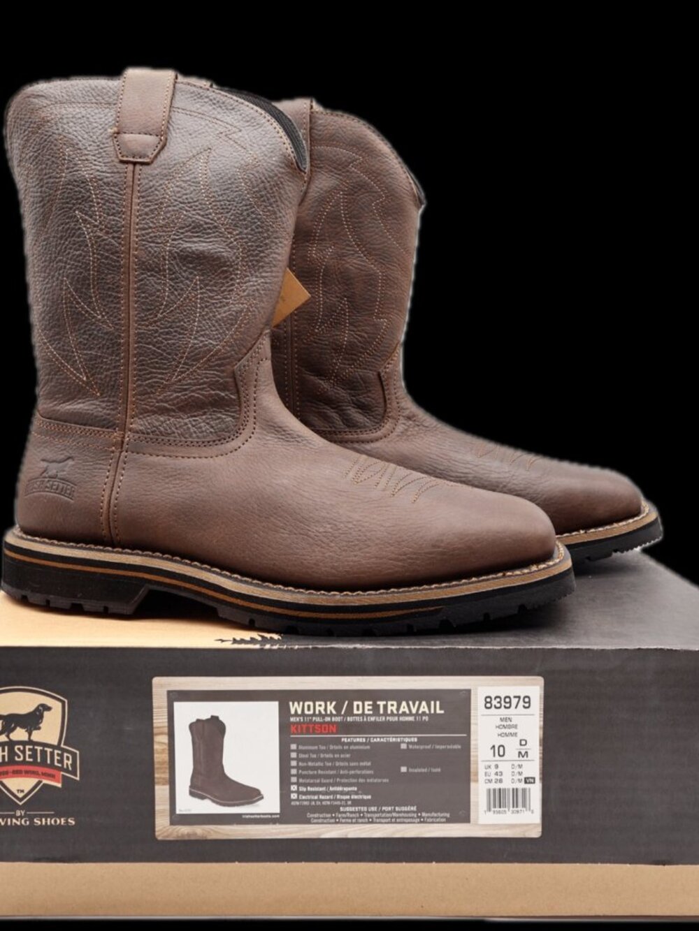 Irish Setter Red Wing Mens 10 D Kittson Leather Soft Toe Work Boots NIB 83979